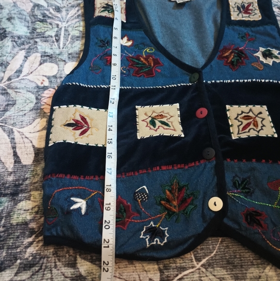 New Directions Womens Cottagecore Fall Vest Large Embroidered Patchwork Autumn - Picture 11 of 12